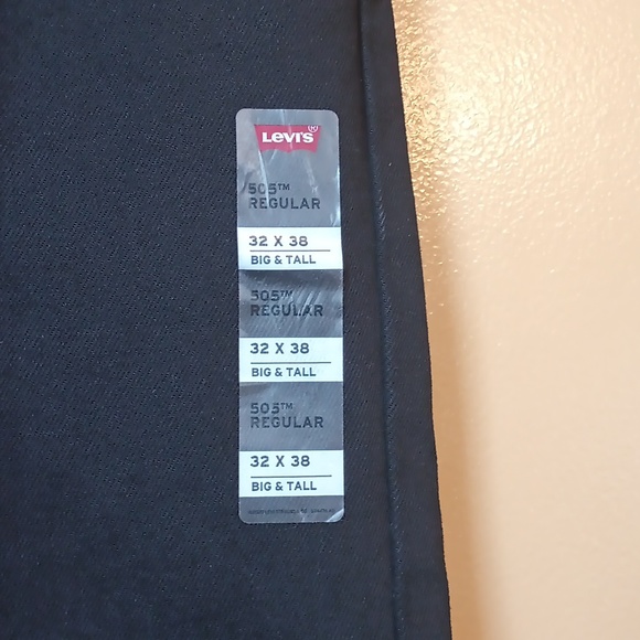 Levi's Tall Mens 505 Regular fit jeans Sz 32 x 38 Levi's black Denim straight - Picture 4 of 13